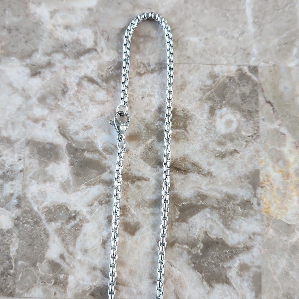 Silver Skull Pendant with Red Accents, New - Picture 3 of 5